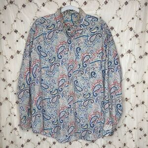 Alan Flusser Blue and Red Paisley Men's Shirt